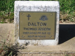 Thomas Joseph Dalton's headstone, Orange Cemetery. Image courtesy Lynne Irvine.