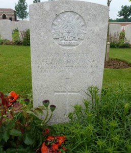 Edmund Arthur Ashdown headstone, Queant Road Cemetery, Buissy, France. Image courtesy Sharon Hesse.